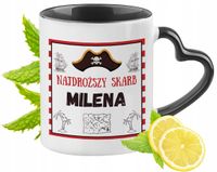 Kubek Czarny Z Uszkiem W Kształcie Serca Dla Mileny Idealny Na Prezent