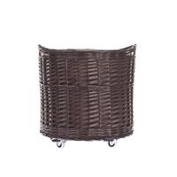 Wiklinowy Okrągły Kosz na Kółkach Obszyty Jutą Ø50 H40/44 cm
