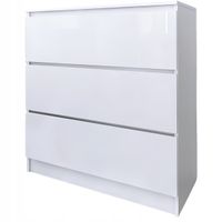 Komoda Do Salonu Sypialni 3 Szuflady 80 Zoe Biała Biały Połysk