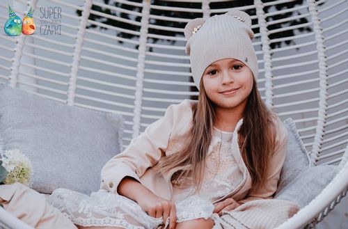 Jamiks Hada czapka dla dziewczynki prążkowana uszka bordo 46-48 na Arena.pl