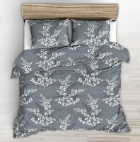 Pościel z kory 160x200 wzór gałązki na grafitowym tle