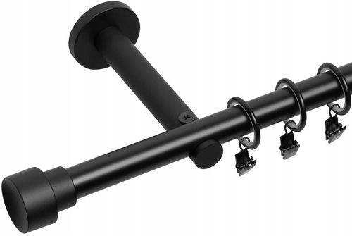 KARNISZ POJEDYNCZY 200 CM 19 MM CZARNY MAT BIAŁY MAT WYBÓR ZAKOŃCZEŃ RENA na Arena.pl