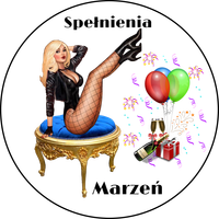 Opłatek na tort Szampan Whisky Drink Postać Kobieta Balony Kwiaty Urodziny