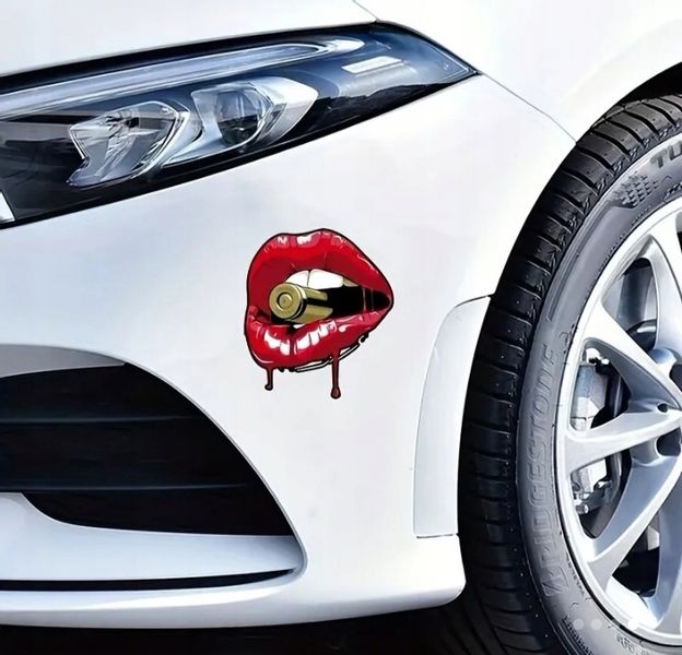 Seksowna Naklejka na Samochód do Auta Tuning Czerwona Usta Pocisk Nabój Red zdjęcie 2