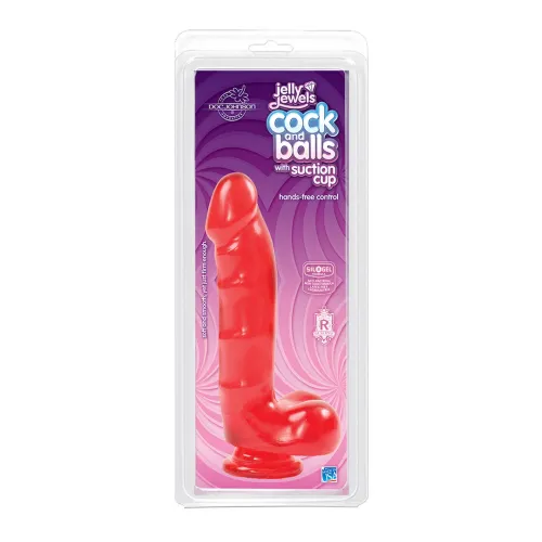 doc johnson jelly jewels 6” - model z przyssawką, kolor ruby na Arena.pl