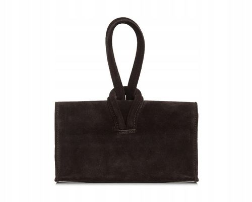 WŁOSKA SKÓRZANA KOPERTÓWKA TOREBKA WIZYTOWA SOLOME FLORA BRĄZOWA ZAMSZOWA na Arena.pl