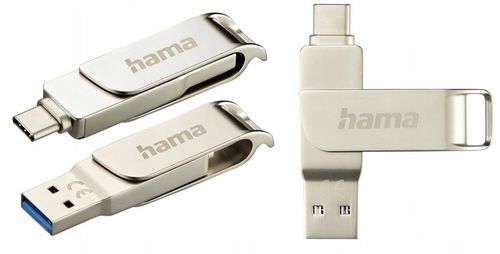 SZYBKI MARKOWY PENDRIVE Z USB-C OTG I USB-A 128GB HAMA OBROTOWA ZATYCZKA na Arena.pl