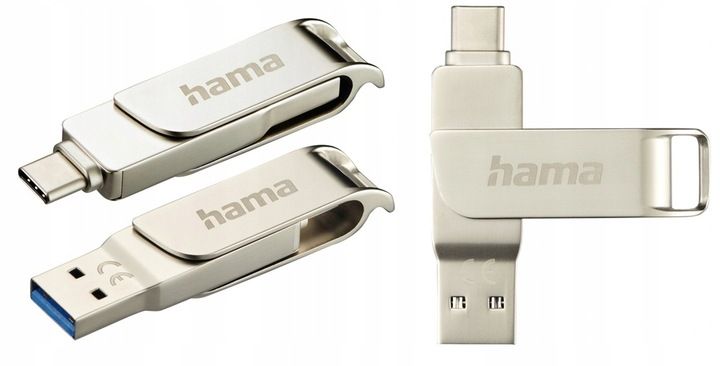 SZYBKI MARKOWY PENDRIVE Z USB-C OTG I USB-A 128GB HAMA OBROTOWA ZATYCZKA zdjęcie 4