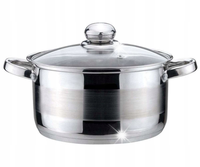 Garnek ze stali nierdzewnej z pokrywką 3L 20cm indukcja na gaz KINGHOFF