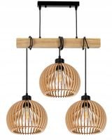 LAMPA drewniana belka wisząca sufitowa ŻYRANDOL ZWIS LOFT KULA DREWNO E27