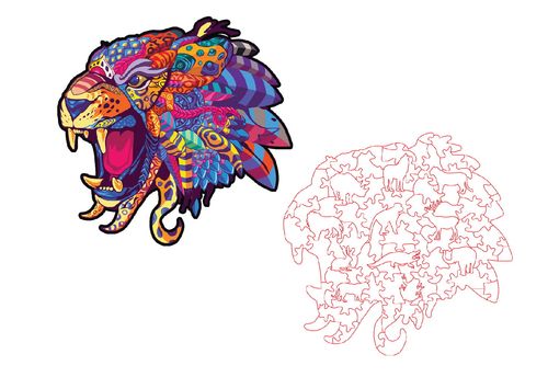 Puzzle Drewniane dla dzieci Tygrys 2 Tiger 2 w pudełku drewnianym na Arena.pl