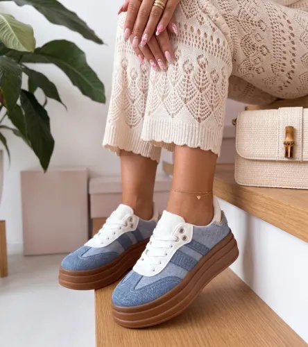 Niebieskie Sneakersy Na Platformie Arianne 36 na Arena.pl