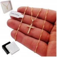 ZŁOTY ŁAŃCUSZEK + KRZYŻYK STAL CHIRURGICZNA 18K PREZENT DLA CÓRKI, WNUCZKI