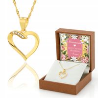 PREZENT DLA MAMY NASZYJNIK SERCE SREBRO POZŁACANE 925 + NADRUK