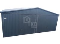 Garaż Blaszany 6,5x5 - 2x Brama Antracyt - dach dwuspadowy TKD111