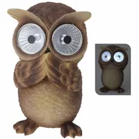 RZEŹBA Ogrodowa SOWA Solarna Świecąca Solar