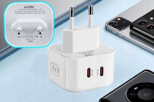 ŁADOWARKA SIECIOWA 40W 2xUSB-C Z SZYBKIM ŁADOWANIEM + KABEL USB-C LIGHTNING na Arena.pl