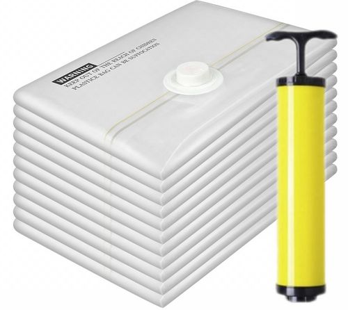 Zestaw worków próżniowych do ubrań Szczelne Mocne 10 sztuk 50x70 + Pompka na Arena.pl