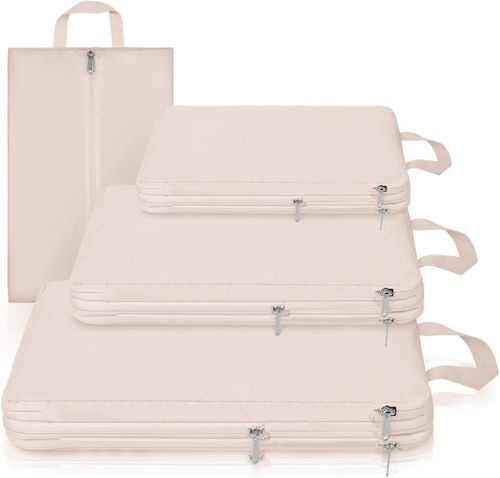 Zestaw 4 Organizerów Podróżnych do Walizki Beżowe Wodoodporne Torby Nylon na Arena.pl