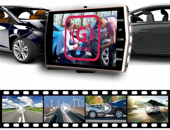 KAMERA DO SAMOCHODU REJESTRATOR JAZDY PRZÓD i TYŁ WIDEO REJESTRATOR Menu PL zdjęcie 7