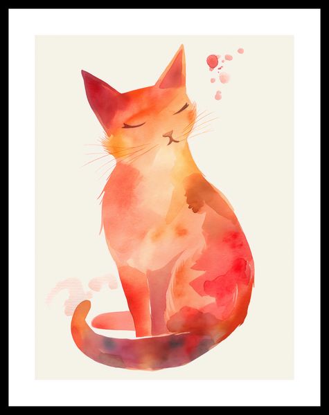 Plakat 30x40cm Akwarelowy Kot zdjęcie 3