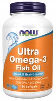 NOW Foods Ultra Omega-3 Kwasy EPA 500mg DHA 250mg Olej Rybi 1000mg 180