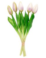 TULIPAN SILIKONOWY SZTUCZNE TULIPANY BUKIET 5 sztuk 28 cm BIAŁE FIOLET