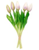 TULIPAN SILIKONOWY SZTUCZNE TULIPANY BUKIET 5 sztuk 28 cm BIAŁE FIOLET
