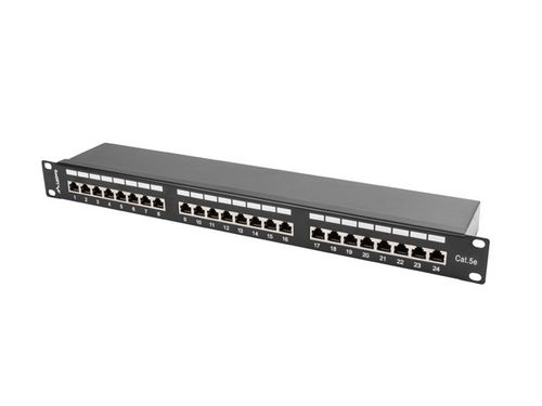 PATCH PANEL 24 PORT 1U KAT.5E EKRANOWANY CZARNY LANBERG na Arena.pl