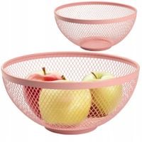 METALOWY KOSZYK GEOMETRYCZNY NA OWOCE WARZYWA RÓŻOWY MISA MISKA ORGANIZER
