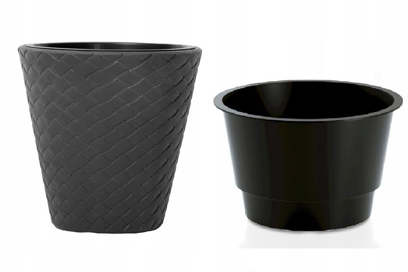 2x Doniczka okragła pleciona Slim DPMT300 + DBMT300 + wkłady zdjęcie 3
