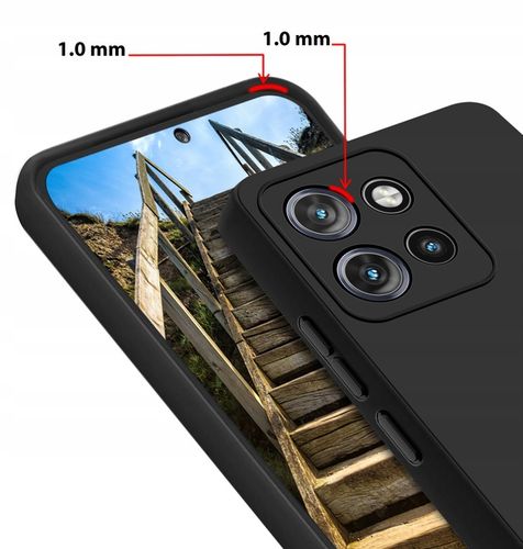 Etui do Motorola Moto EDGE 50 Neo silikonowe MATOWE CZARNE + Szkło ochronne na Arena.pl