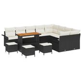 Zestaw Sof na Ogród 13 pcs Czarny polirattan