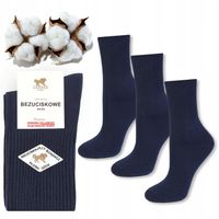 Skarpetki Damskie Bawełniane Bezuciskowe Polskie Cerber 39/42 Granat