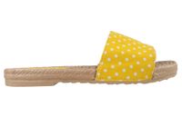 Żółte klapki w kropki damskie płaskie buty 39
