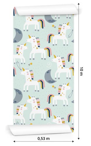 Tapeta Dla Dzieci - Jednorożce i Księżyce - Styl Skandynawski na Arena.pl