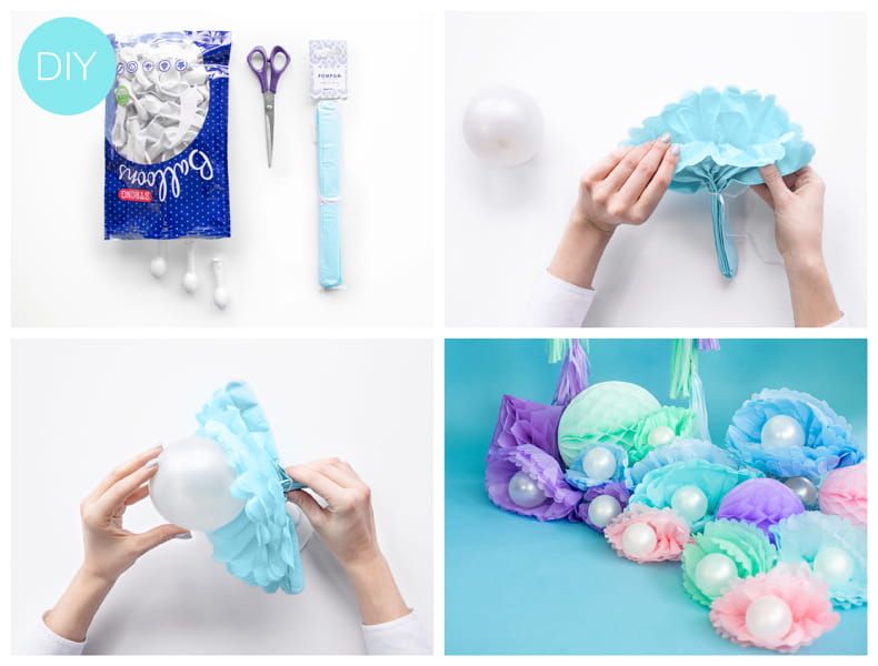 Pompon bibułowy niebieskomglistym 35cm zdjęcie 10