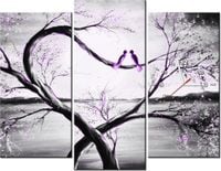 90CM 70 ZEGAR 3 ELEM W FIOLETOWYM ŚWIETLE KSIĘŻYCA SCIENNY DRUK