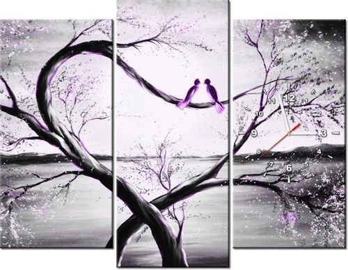 90CM 70 ZEGAR 3 ELEM W FIOLETOWYM ŚWIETLE KSIĘŻYCA SCIENNY DRUK na Arena.pl