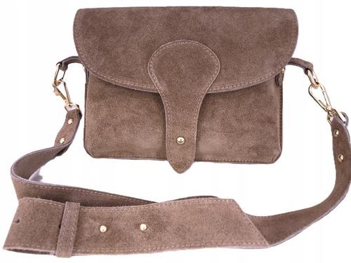 Zamszowa Torebka włoska MOKKA nerka listonoszka MAXI DUŻA WERSJA Pelle na Arena.pl