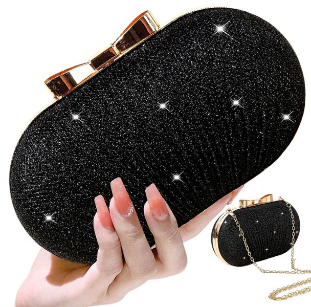Czarna Torebka Wieczorowa Kopertówka Wizytowa Mała zdjęcie 1