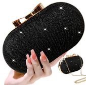 Czarna Torebka Wieczorowa Kopertówka Wizytowa Mała