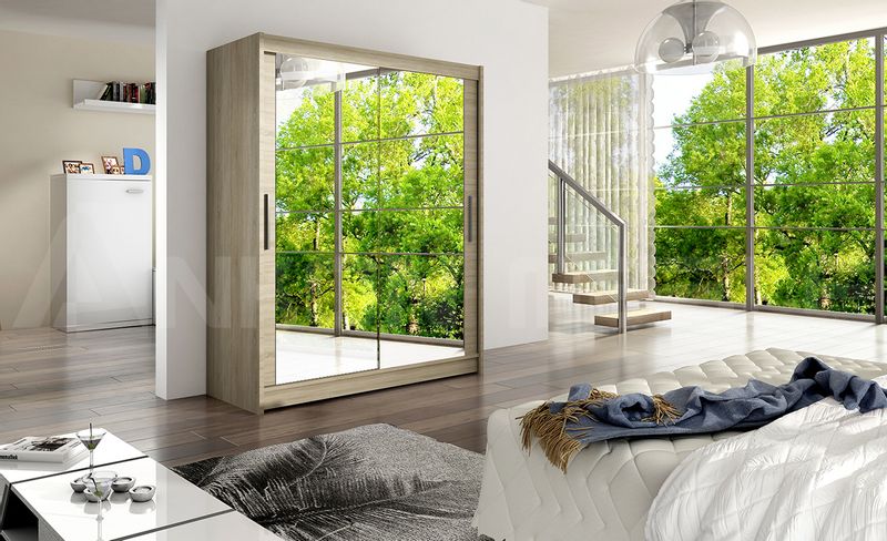 Szafa przesuwna Westa XI z lustrem 150cm - pojemna garderoba - SONOMA zdjęcie 2