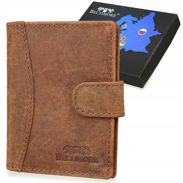Etui Na Dokumenty Karty Skórzane Slim Beltimore Jasny  Brąz G78 zdjęcie 1