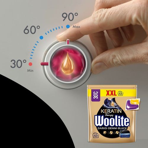 Woolite Kapsułki DoPrania Rzeczy Czarnych Ciemnych Jeans z Keratyną 43szt na Arena.pl