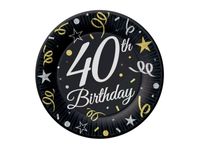 Talerzyki, B&C 40 Birthday, 18 cm, 8 szt.