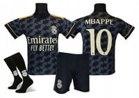MBAPPE REAL strój piłkarski koszulka spodenki + getry CZARNY rozm. 146