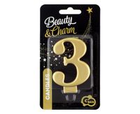 ŚWIECZKA B&C CYFERKA 3 METALIK ZŁOTA GODAN