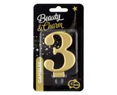 ŚWIECZKA B&C CYFERKA 3 METALIK ZŁOTA GODAN