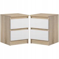 Komplet Szafki Nocne Stolik Do Sypialni Pari 2 Szuflady Sonoma Biały
